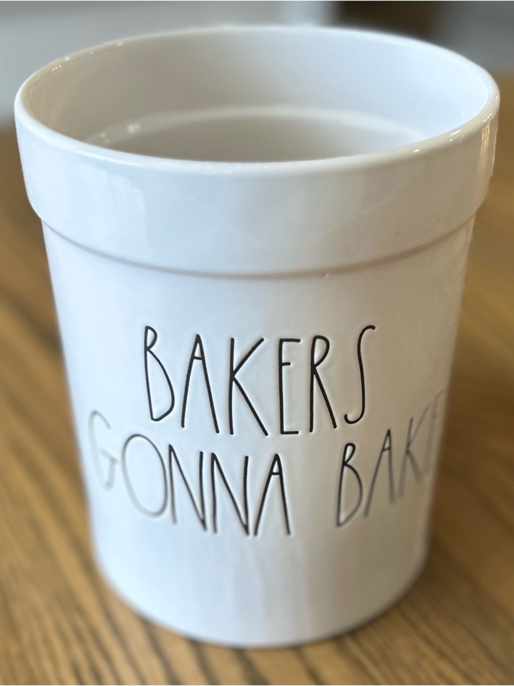 Rae Dunn White Ceramic Utensil Crock “Bakers Gonna Bake”